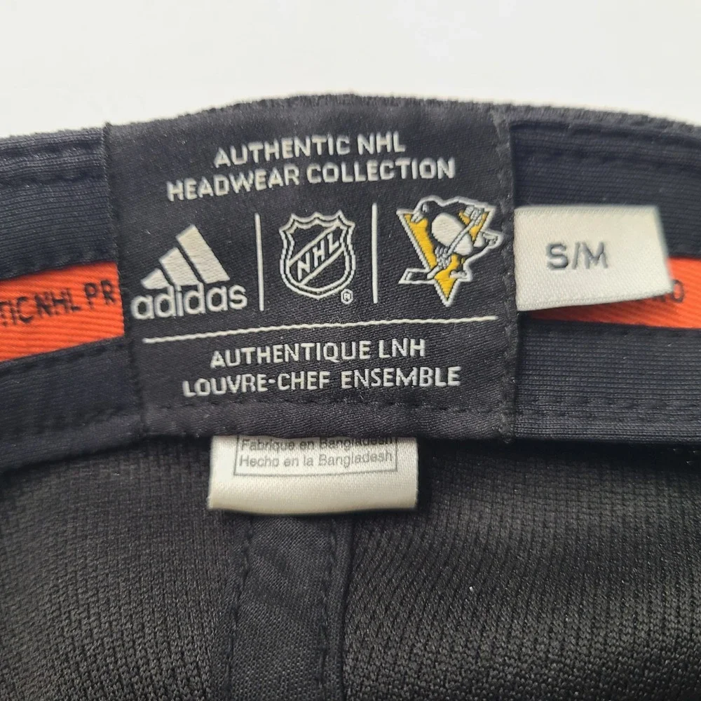 Pittsburgh Penguins Hat Fitted S-M Adidas Black Yellow NHL Hockey Flex Fit Men‎